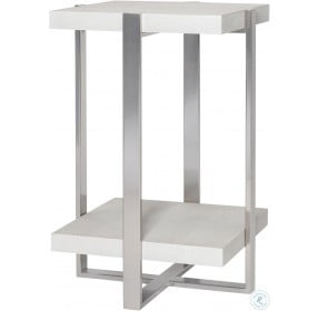 Arnaut Milk White and Brushed Silver Accent Table