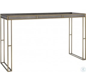 Cardew Charcoal Gray and Brushed Brass Console Table