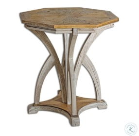 Ranen Golden and Aged White Accent Table