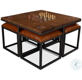 Low Brown 5 Piece Game Table Set