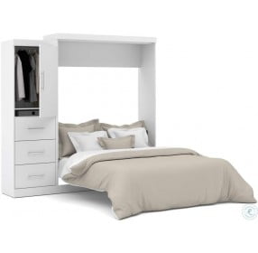 Nebula White 90" Queen Wall Bed Kit with 3-Drawer Set