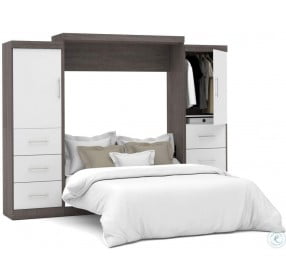 Nebula Bark Gray and White 115" Queen Wall Bed Kit
