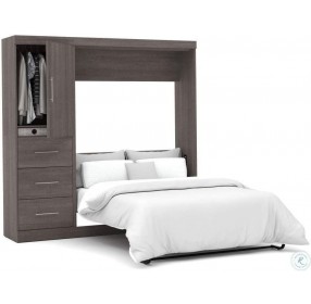 Nebula Bark Gray and White 84" Full Wall Bed Kit with 3-Drawer Set