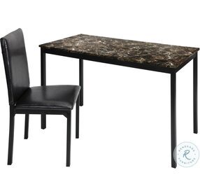 Tempe Black And Brown Marble Top Writing Desk and Chair
