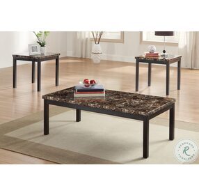 Tempe Black And Brown Marble Top 3 Piece Occasional Table Set