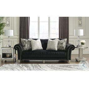 Harriotte Black Velvet Sofa
