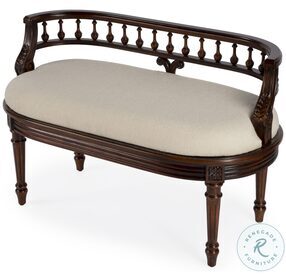 Cherry Hathaway Upholstered Bench with Carved Spindle Back