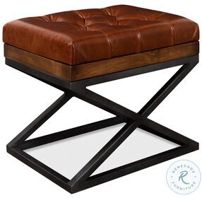 26755 Brown Leather Cushion Bench