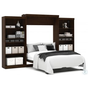 Pur Chocolate 136" Queen Wall Storage Bed