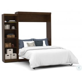 Pur Chocolate 90" Queen Wall Storage Bed