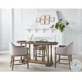 Architrave Almond Adjustable Oval Pub Table Set