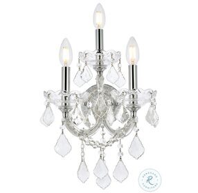 2800W3C-RC Maria Theresa 12" Chrome 3 Light Wall Sconce With Clear Royal Cut Crystal Trim