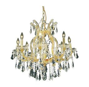 2801D26G-RC Maria Theresa 26" Gold 9 Light Chandelier With Clear Royal Cut Crystal Trim