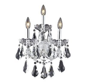 2801W3C-RC Maria Theresa 12" Chrome 3 Light Wall Sconce With Clear Royal Cut Crystal Trim