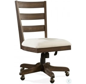 Perspectives Brushed Acacia Wood Back Upholstered Desk Chair