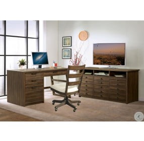 Perspectives Brushed Acacia Single Home Office Set