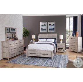 Aurora Whitewash Sleigh Storage Bedroom Set