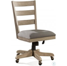 Perspectives Sun Drenched Acacia Wood Back Upholstered Desk Chair
