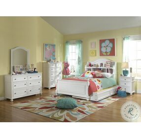 Madison Natural White Painted Youth Storage Bookcase Bedroom Set