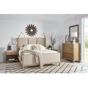 Passage Beige And Light Oak Upholstered Panel Bedroom Set