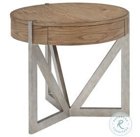 Passage Natural Oak And Vintage Pewter Round End Table