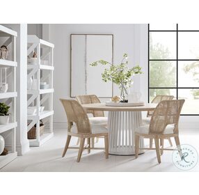 Post White And Warm Tone Round Dining Room Set
