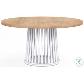 Post White and Warm Tone Round Pedestal Dining Table