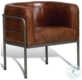 Breda Brown Leather Stationary Chair