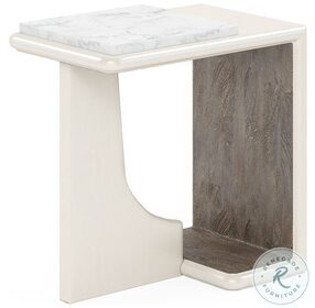 Blanc Alabaster And Burnished Bronze Chairside Table
