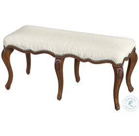Michelline Antique Cherry Upholstered Bench
