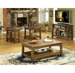 Craftsman Home Americana Oak Rectangular Occasional Table Set