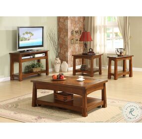 Craftsman Home Americana Oak Lift Top Occasional Table Set