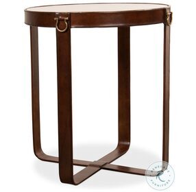 29055 Brown Leather Harness Table
