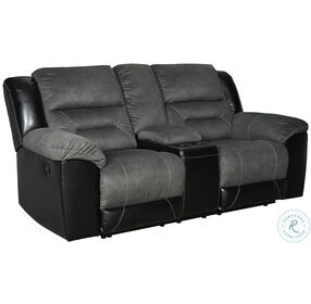 Earhart Slate Double Reclining Loveseat with Console