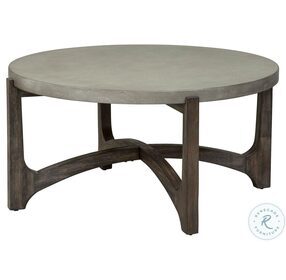 Cascade Wire Brush Rustic Brown Round Cocktail Table