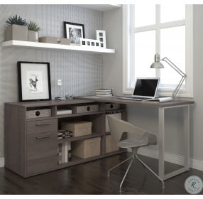 Solay Bark Gray L Shaped Desk