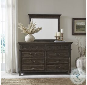 Paradise Valley Saddle Brown Dresser And Mirror