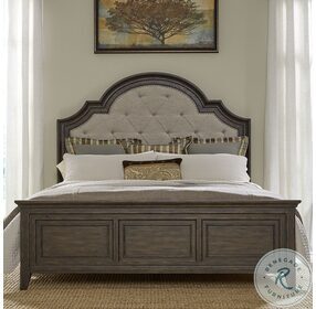 Paradise Valley Saddle Brown Upholstered King Panel Bed