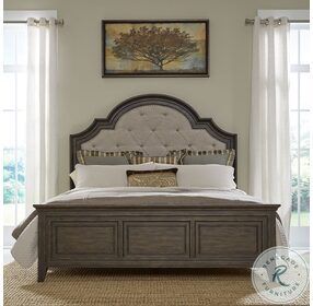Paradise Valley Saddle Brown Upholstered Queen Panel Bed
