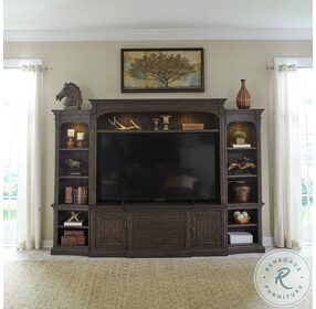 Paradise Valley Saddle Brown Entertainment Center with Piers