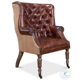 Welsh Brown Leather And Jute Chair