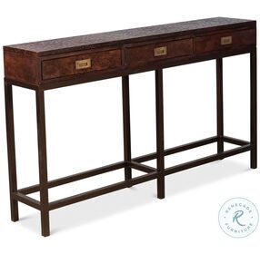 Campaign Brown Embossed Console Table