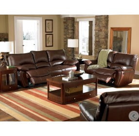 Clifford Chocolate Leather Double Reclining Living Room Set