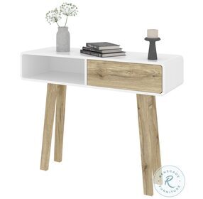 Alhena White UV And Sandy Brown Oak 40" Console Table