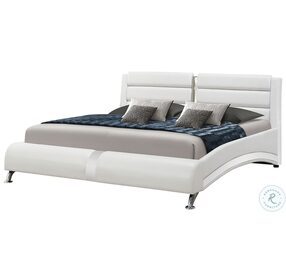 Jeremaine Gloss White Upholstered King Platform Bed