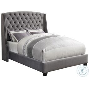 Pissarro Gray Velvet Upholstered Full Panel Bed