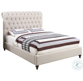 Devon Beige Upholstered Full Panel Bed