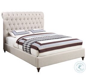 Devon Beige Upholstered King Panel Bed