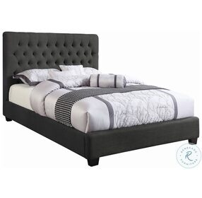 Chloe Charcoal Upholstered King Panel Bed