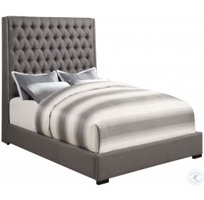 Camille Grey Upholstered King Panel Bed